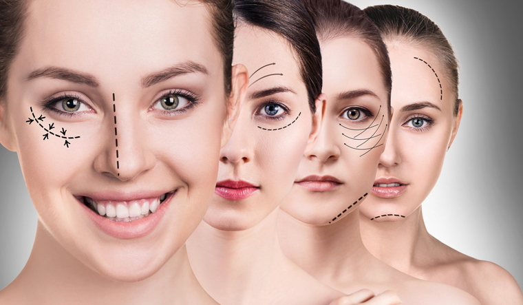 frames of faces showing popularity of cosmetic surgery
