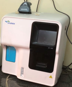 Transasia Hematology Analyser Sysmex XP-100, Hematology analyzers are specialized, automated systems that count leucocytes, red cells and platelets in blood, and also determine hemoglobin and hematocrit levels, buy sell medical equipment, primedeq, medica